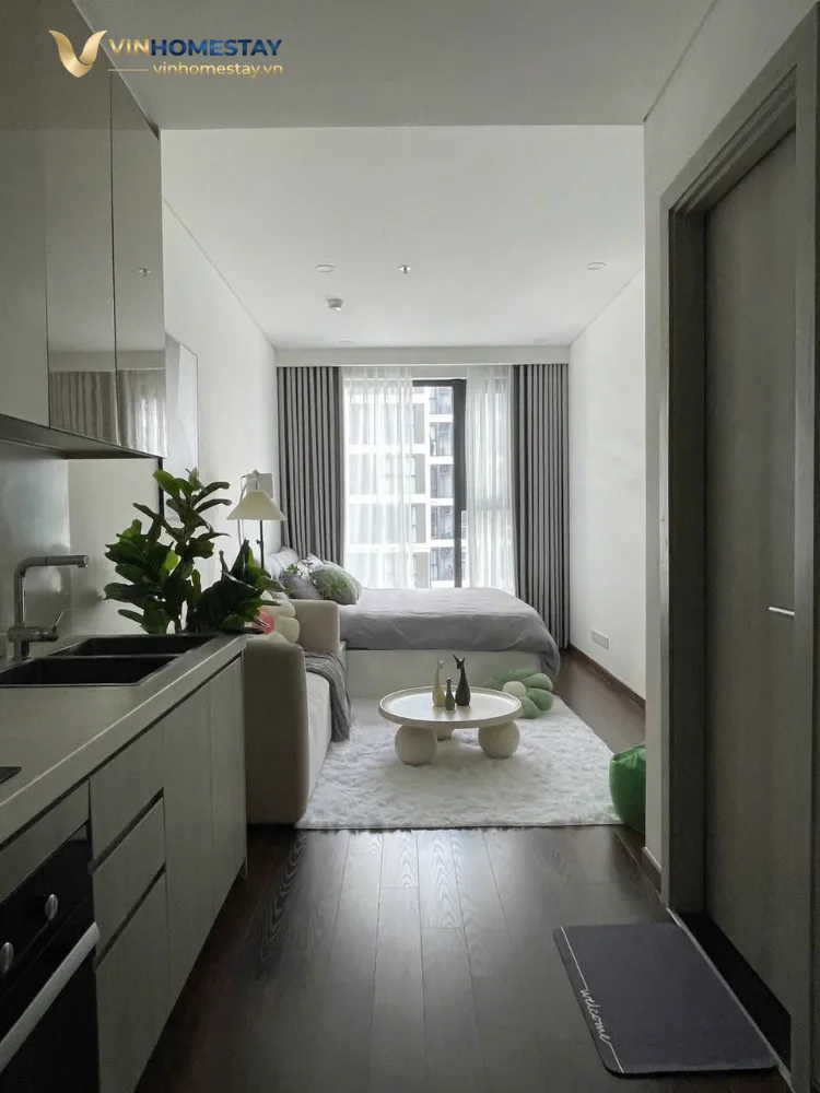 Studio Masteri thiết kế nhẹ nhàng — studio 30m² của Vinhomestay
